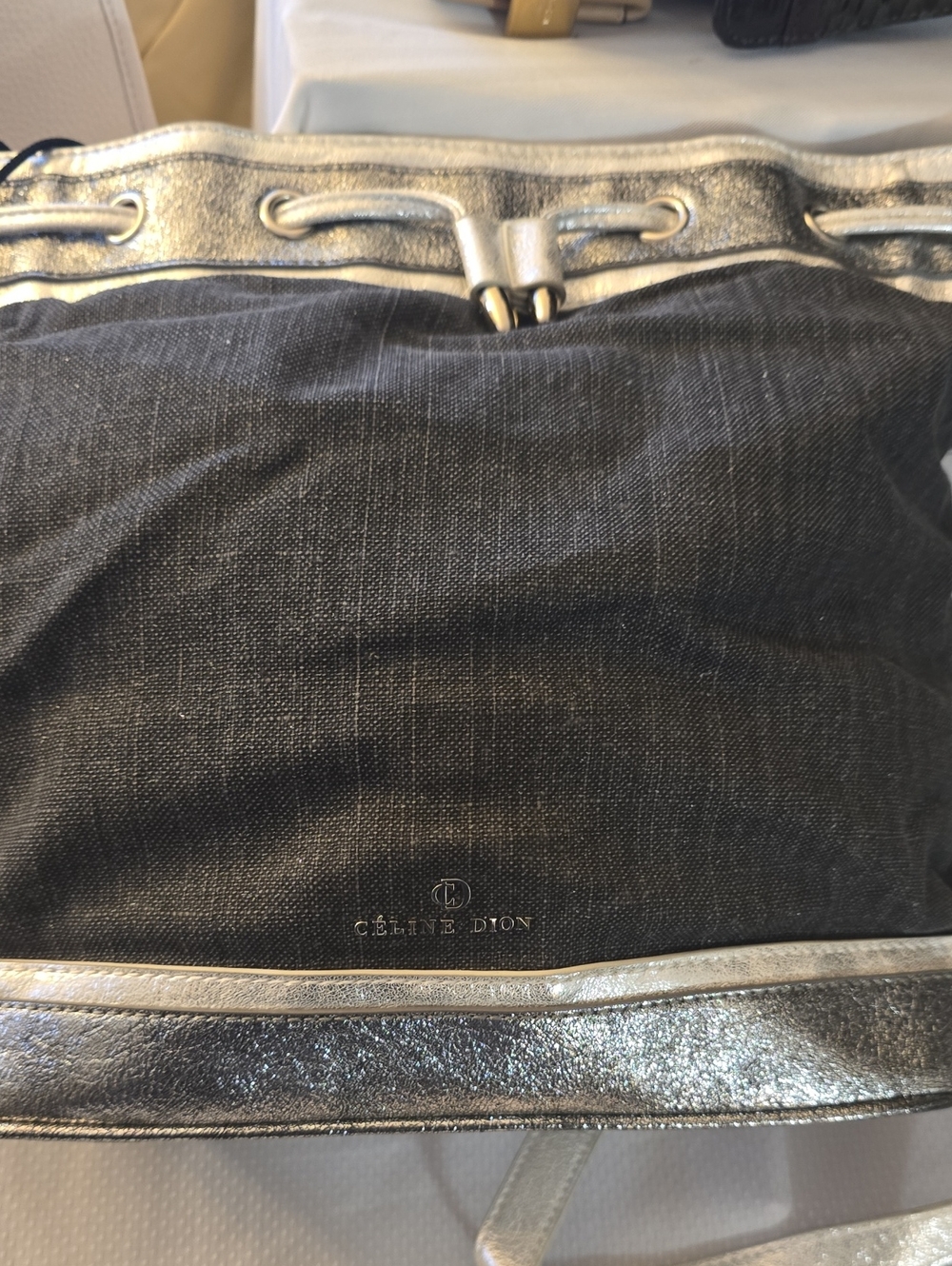 Céline Dion Metallic Trim Back Pack - Black & Silver